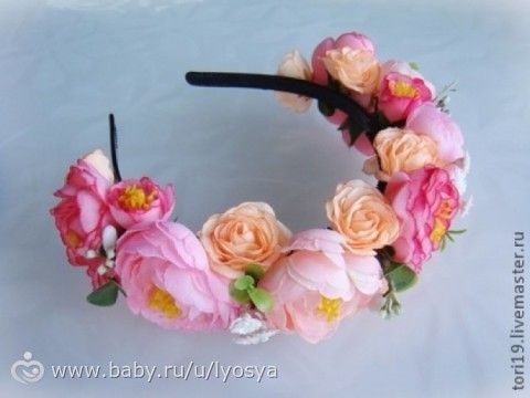Ободок с цветами своими руками из искусственных цветов