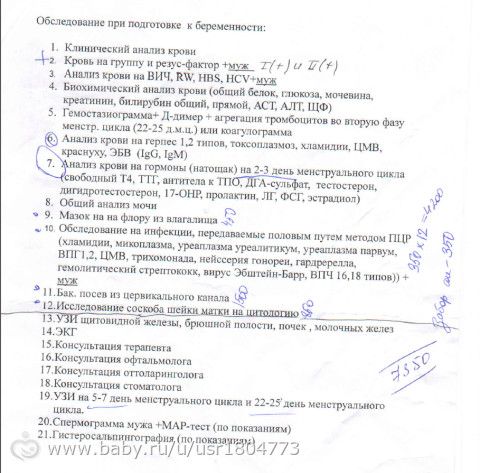 Перечень обязательных анализов для беременных 10