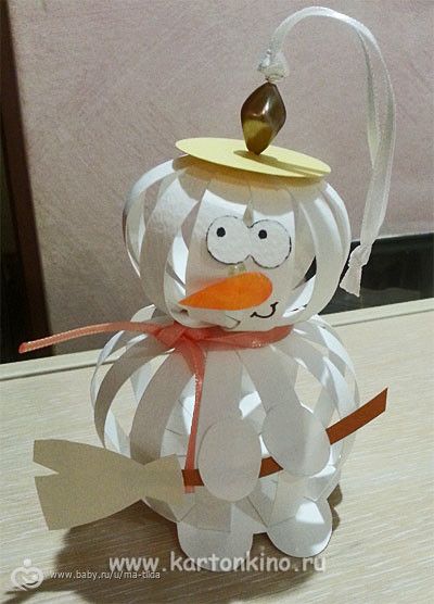 Новогодние игрушки снеговика из бумаги Новогодние игрушки снеговика из бумаги