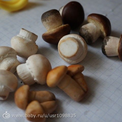 Овощи и фрукты,грибы и хлеб из полимерной глины