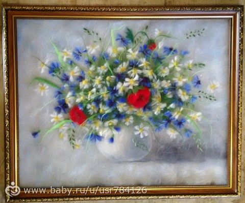 Авторская картина &quot;Ромашки, маки, васильки&quot;