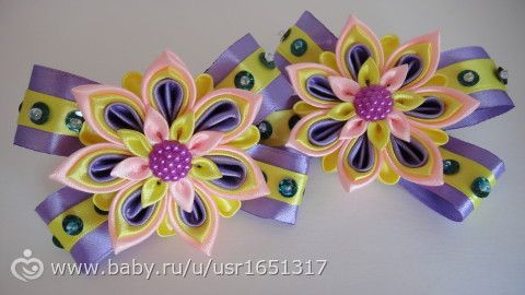 Украшения для девочек из атласных лент.