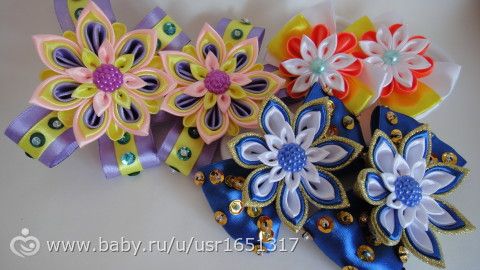 Украшения для девочек из атласных лент.
