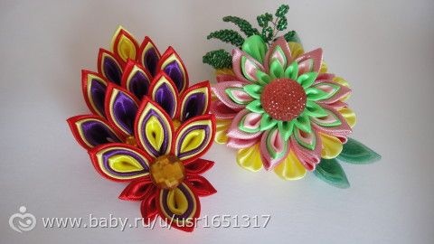 Украшения для девочек из атласных лент.