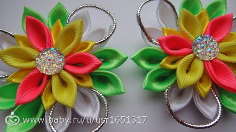Украшения для девочек из атласных лент.