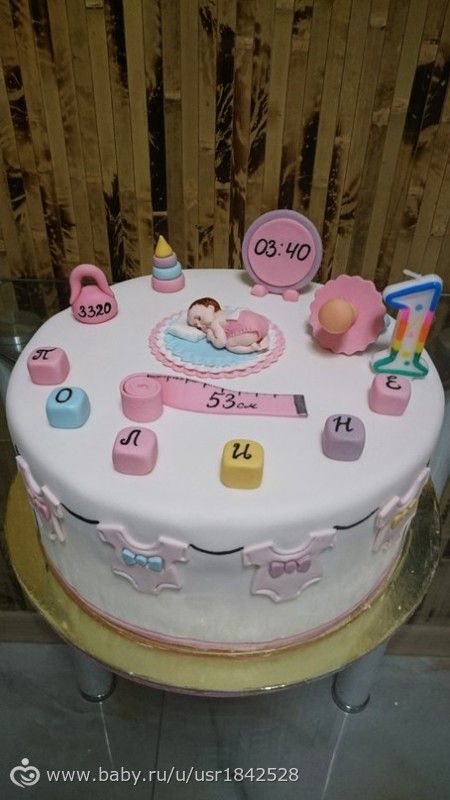 Тортик на 1 год, для маленькой девочки