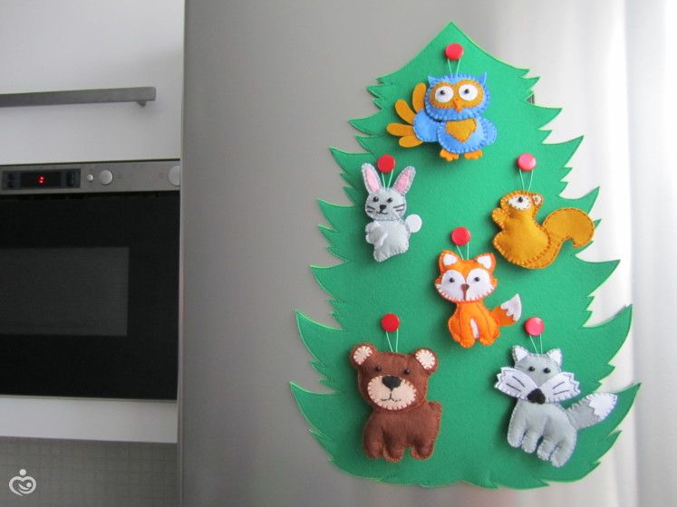 Магнитная Ёлочка с игрушками из фетра